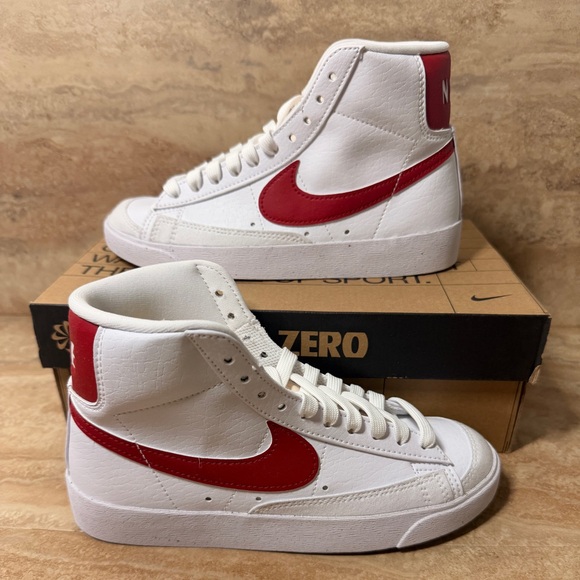 Women’s Nike Blazer Mid 77 Next Nature White Red Shoes DQ4124-103 - Picture 1 of 7